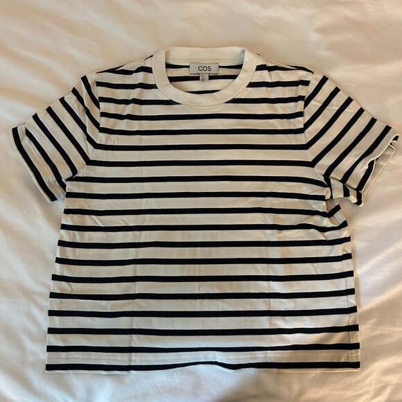 COS Clean Cut Regular T-Shirt Stripe Size M - Picture 1 of 3